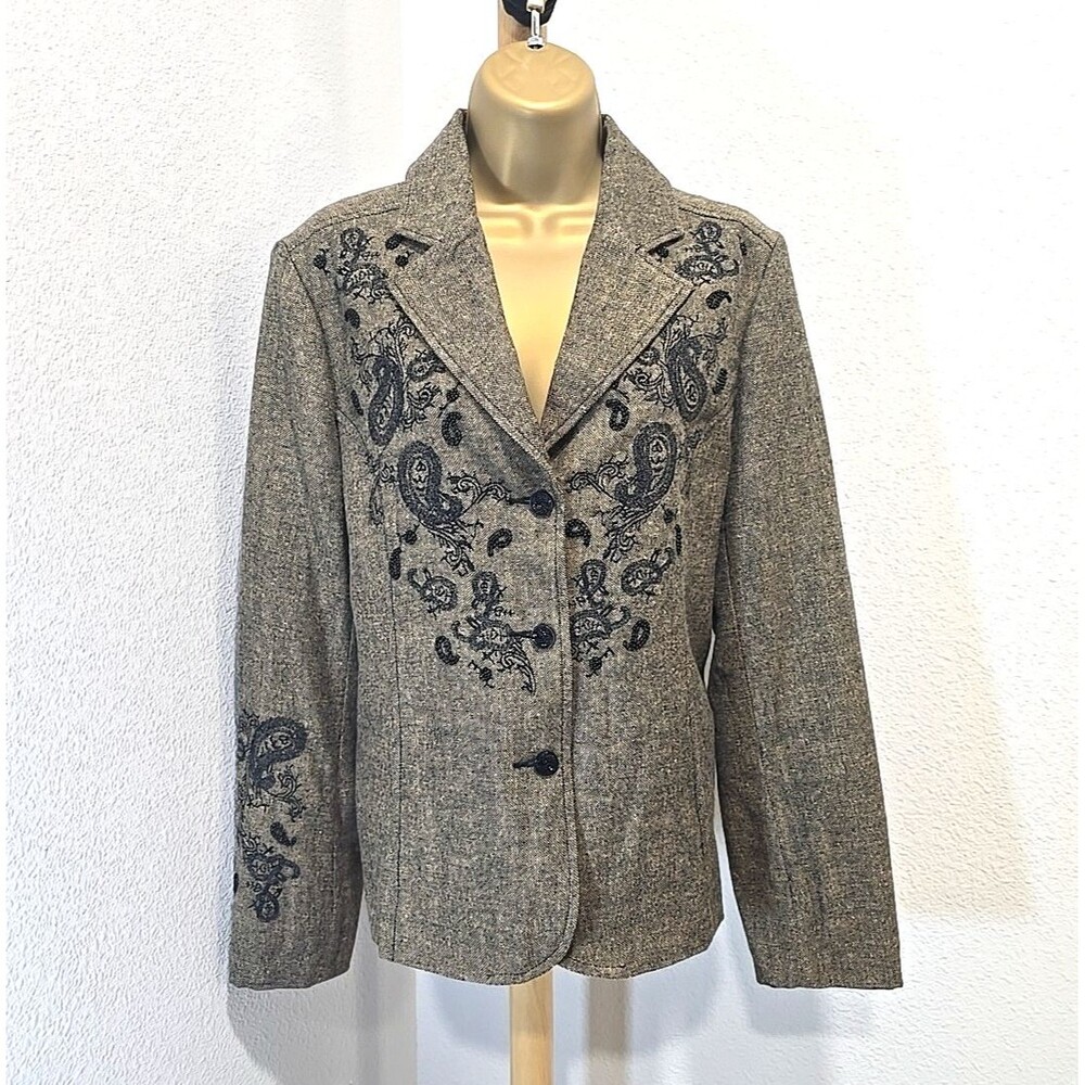 NWT Vtg Ann Trinity Embroidered Beaded Blazer Womens Lg Boho Floral Artsy Career